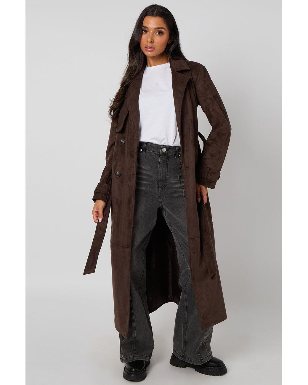 Urban Bliss Black Faux Suede Trench Coat