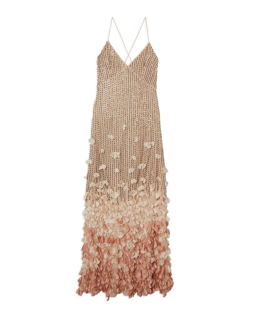 karen millen floral applique woven strappy maxi dress Blush Petite Floral Applique One Shoulder Woven Maxi Dress
