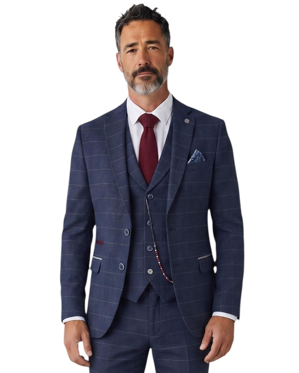 TruClothing Blue Tweed 3 Piece Wool Blend Formal Suit for men