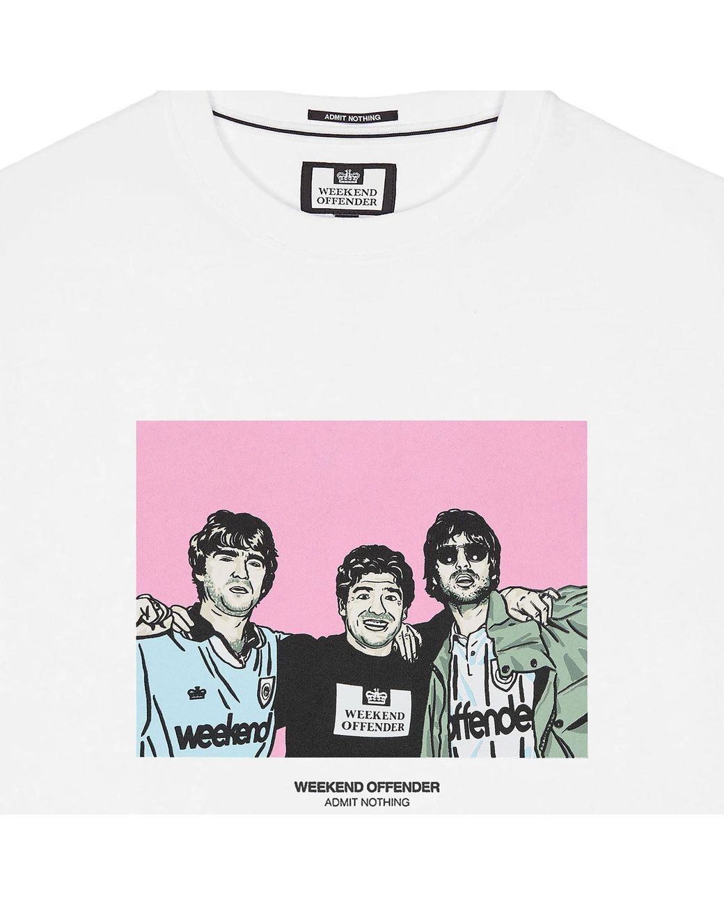 Weekend Offender White T Shirts Diego Graphic Crew Neck Short Sleeve Cotton Tee for men