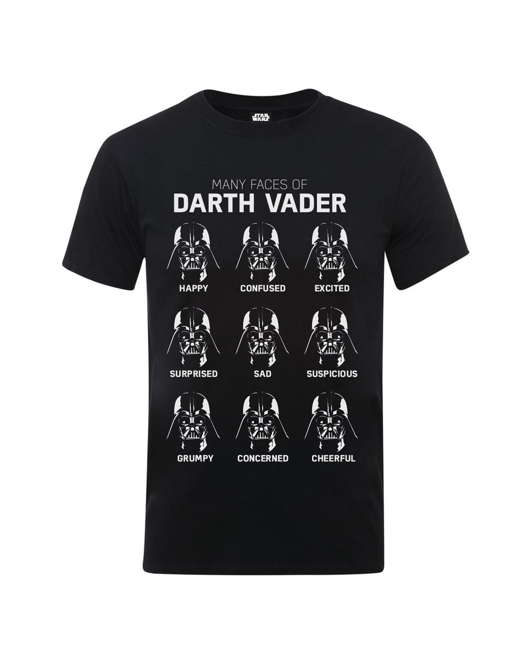 Star Wars Black Many Faces Of Darth Vader Cotton T-Shirt for men