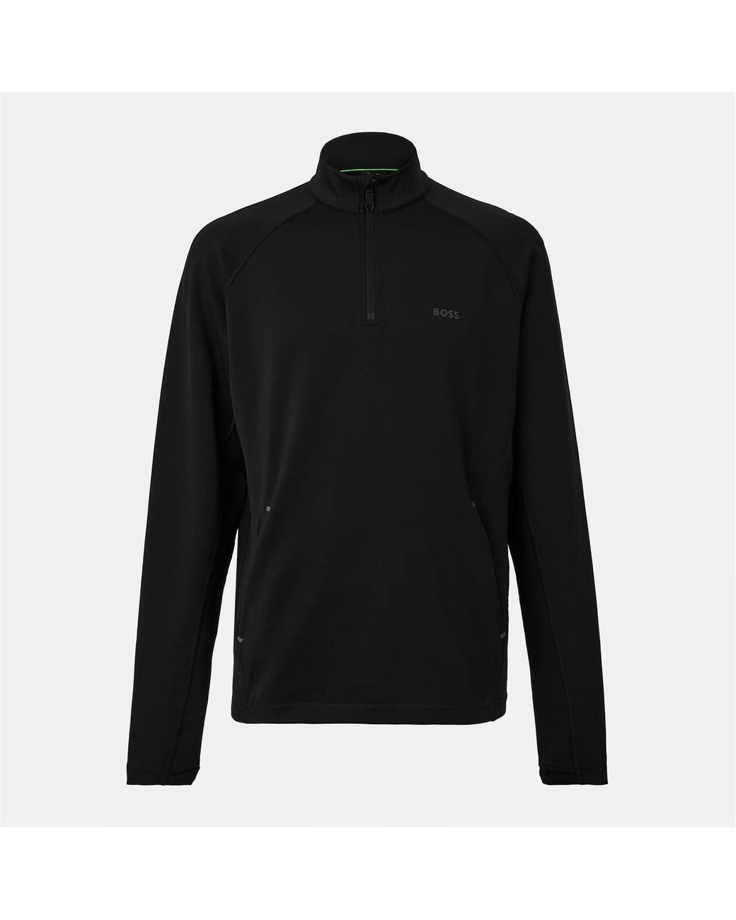 Boss Black Regular Fit Raglan Sleeve Zip Neck Sweatshirt for men