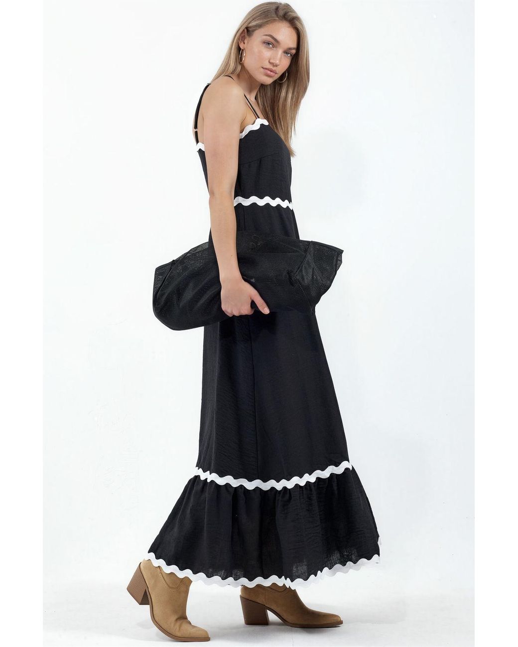 Msn-Collection Blue Strapless Linen Maxi Dress