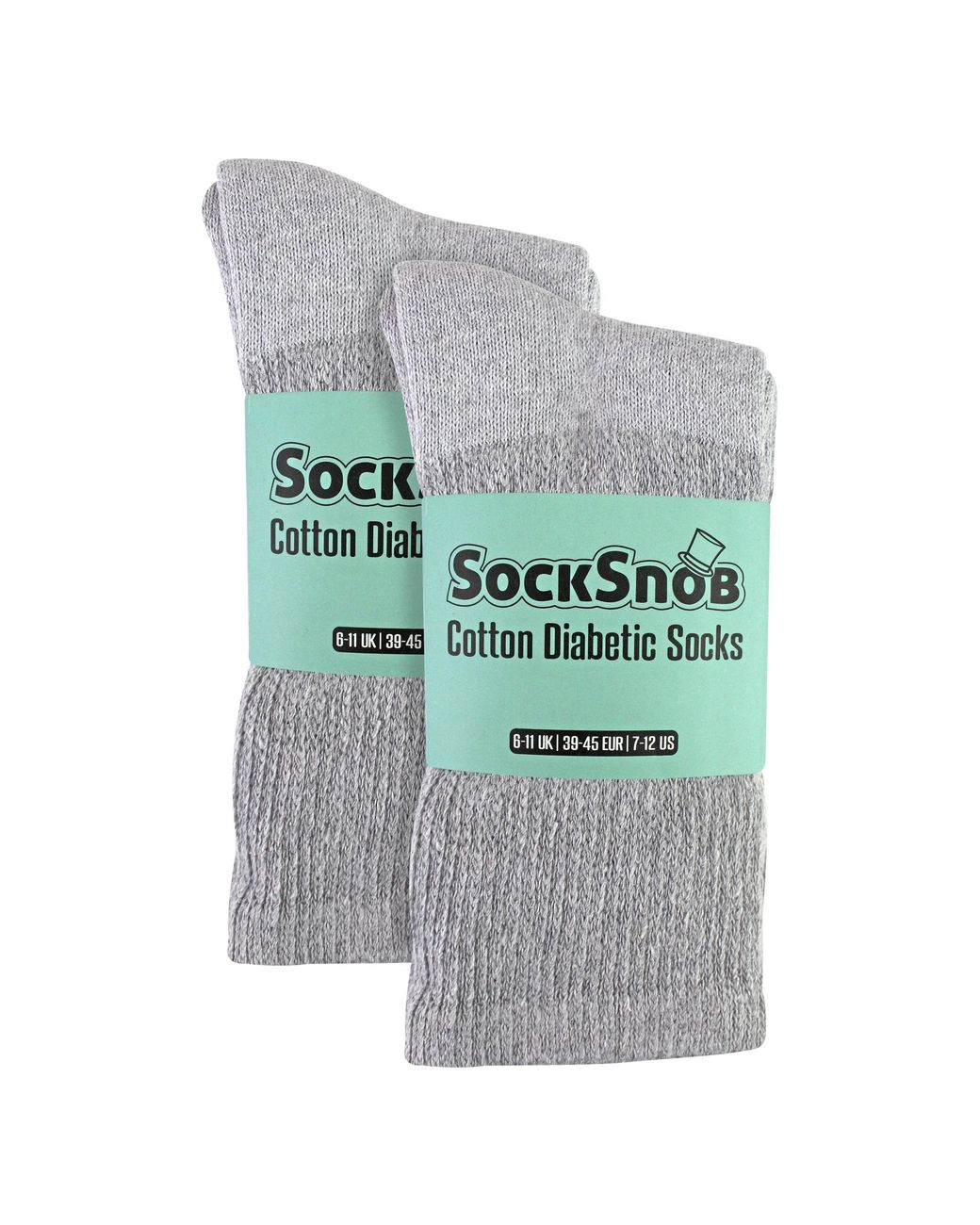 Sock Snob Gray 6 Pairs Cotton Diabetic Socks for men