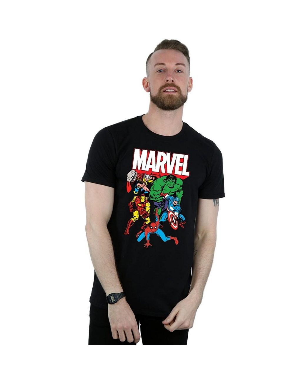 Marvel Black Hero Group Cotton T-Shirt for men