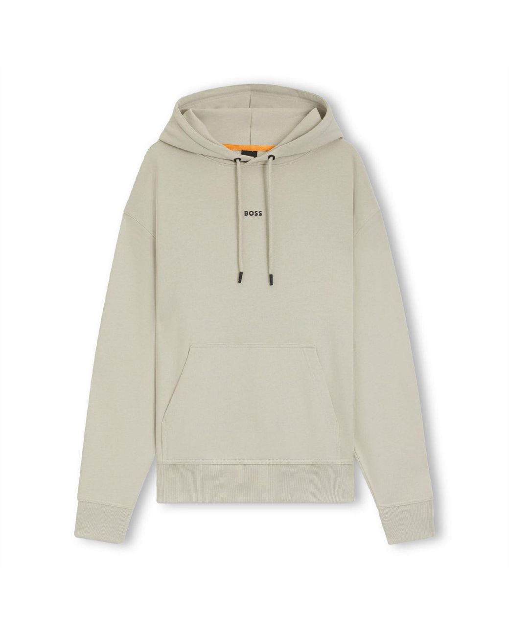 Boss White Contrast Logo Hoodie for men