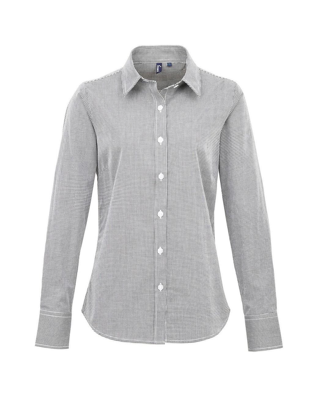 PREMIER Gray Ladies Gingham Long-Sleeved Shirt