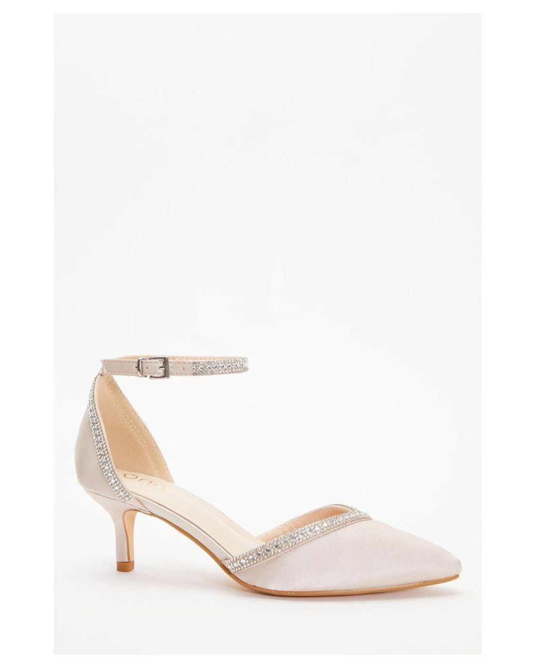 Quiz silver mid sale heel court shoes