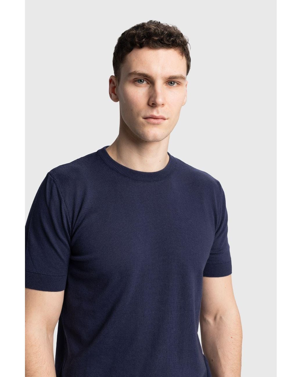 Giesto Blue Crew Neck Short Sleeve T-Shirt for men