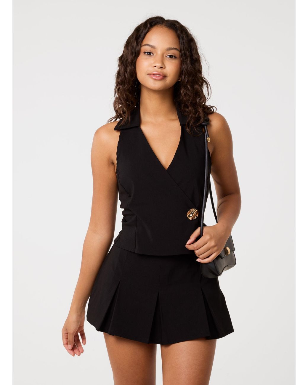 Pink Vanilla Black Buckle Halter Neck Top