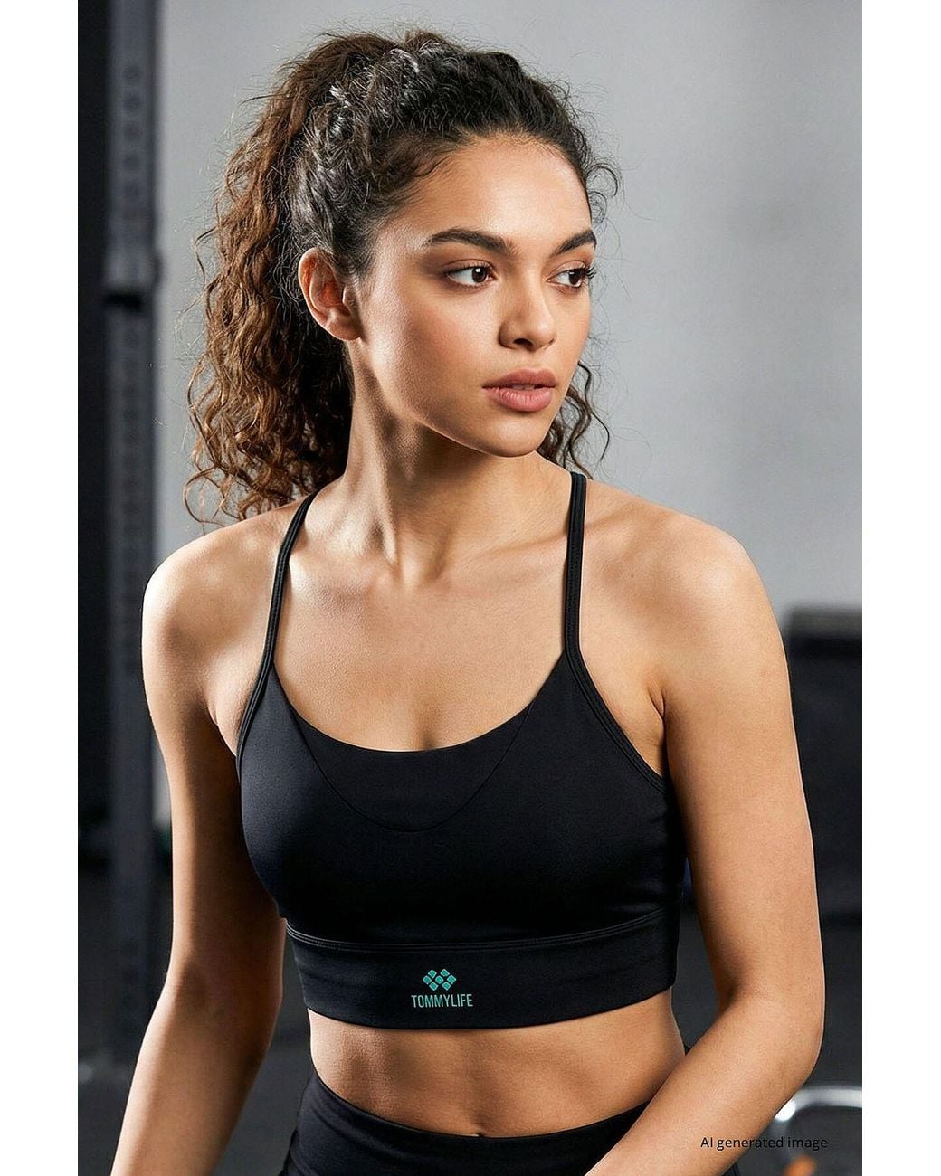 TOMMY LIFE Black Elastane Active Top