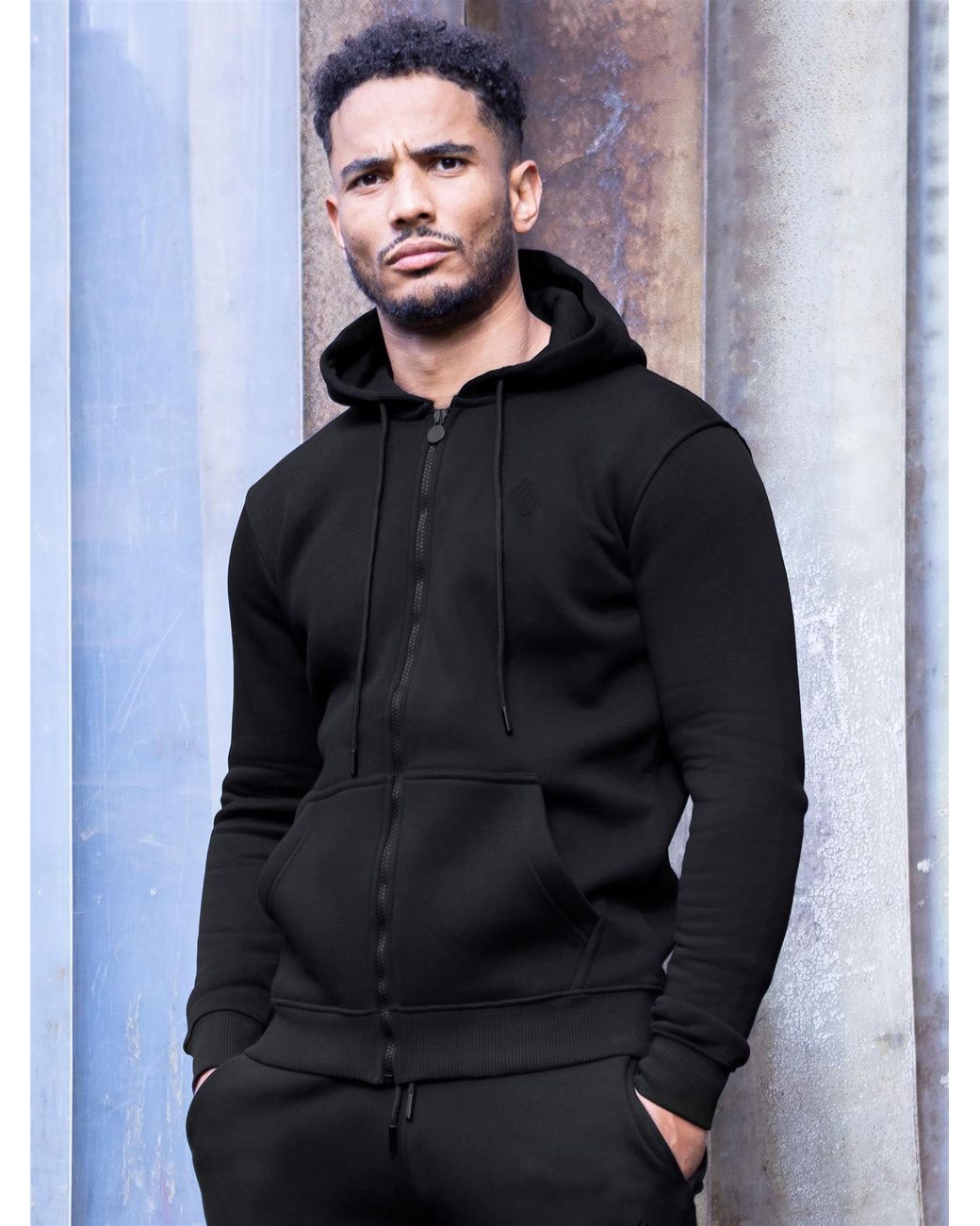 Enzo Blue Zip Up Hoodie for men