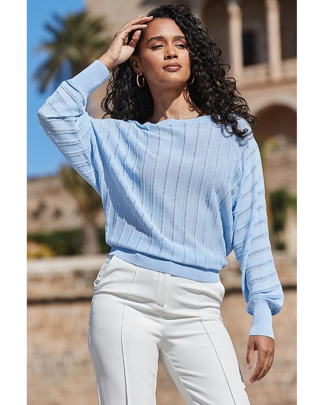 Sosandar Blue Cornflower Batwing Jumper