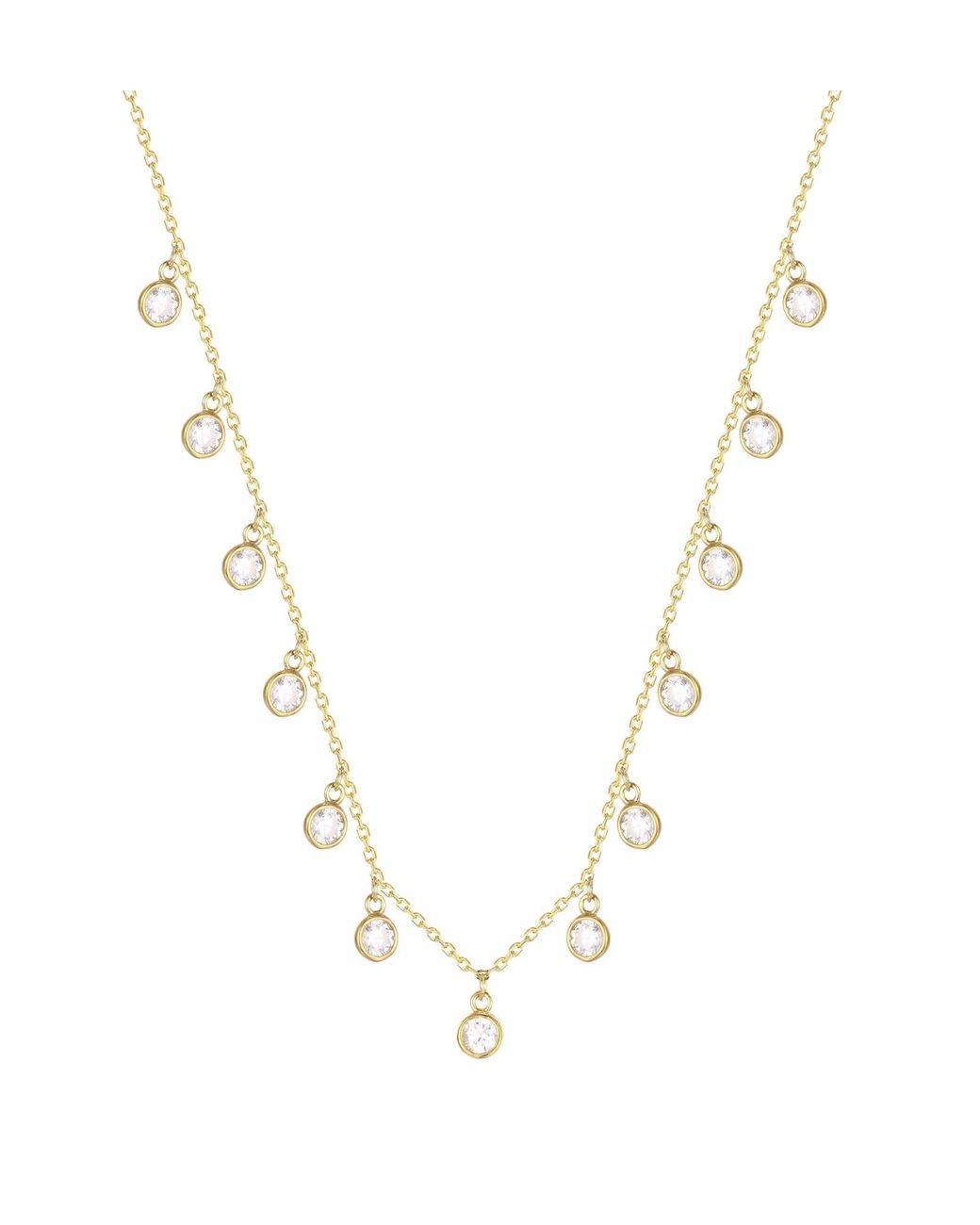 SEOL + GOLD Metallic 18Ct Plate Cz Bezel Charm Necklace