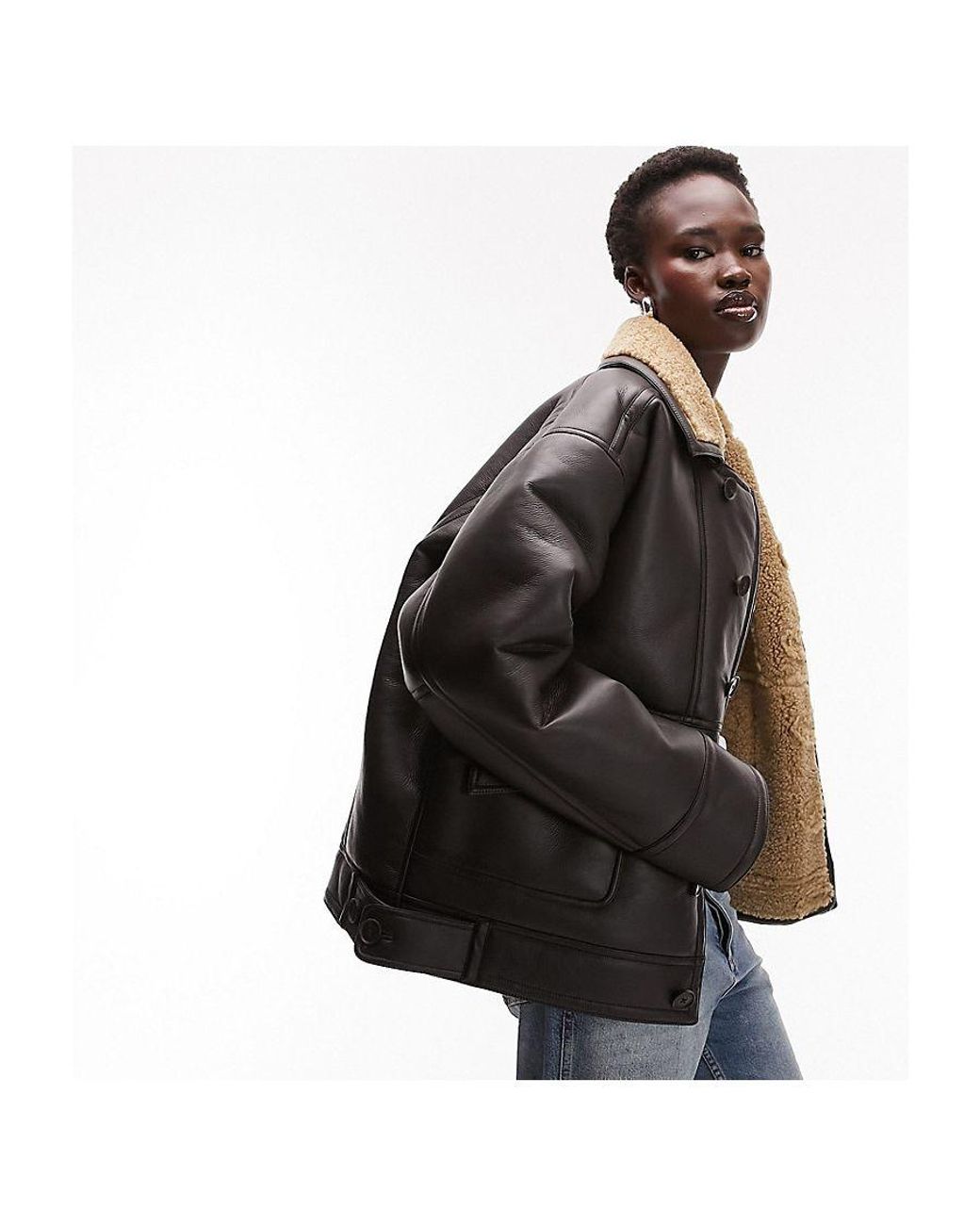 Black borg jacket topshop hot sale