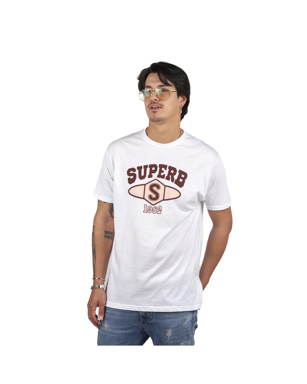 Superb White University Sprbca-2201 Short Sleeve Round Neck T-Shirt for men