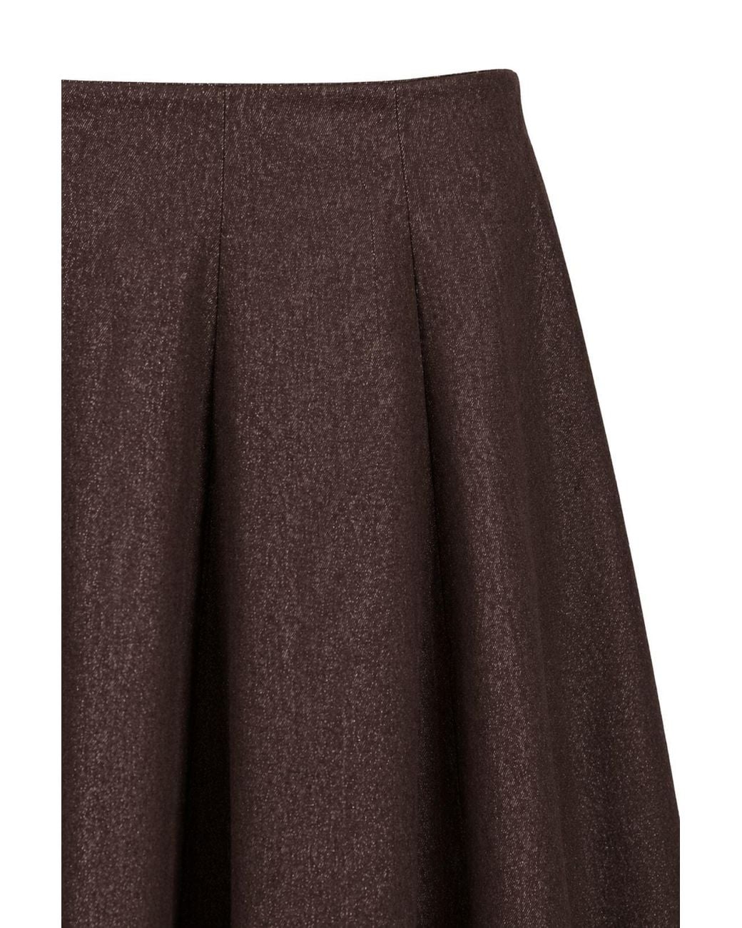 MixRay Brown High Waist A-Line Midi Denim Skirt