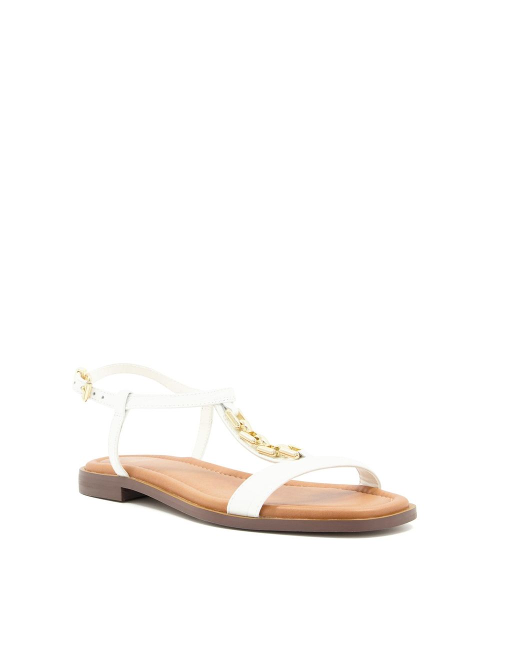 Dune Natural Ladies Chain Croc-Effect Flat Sandals Lotty