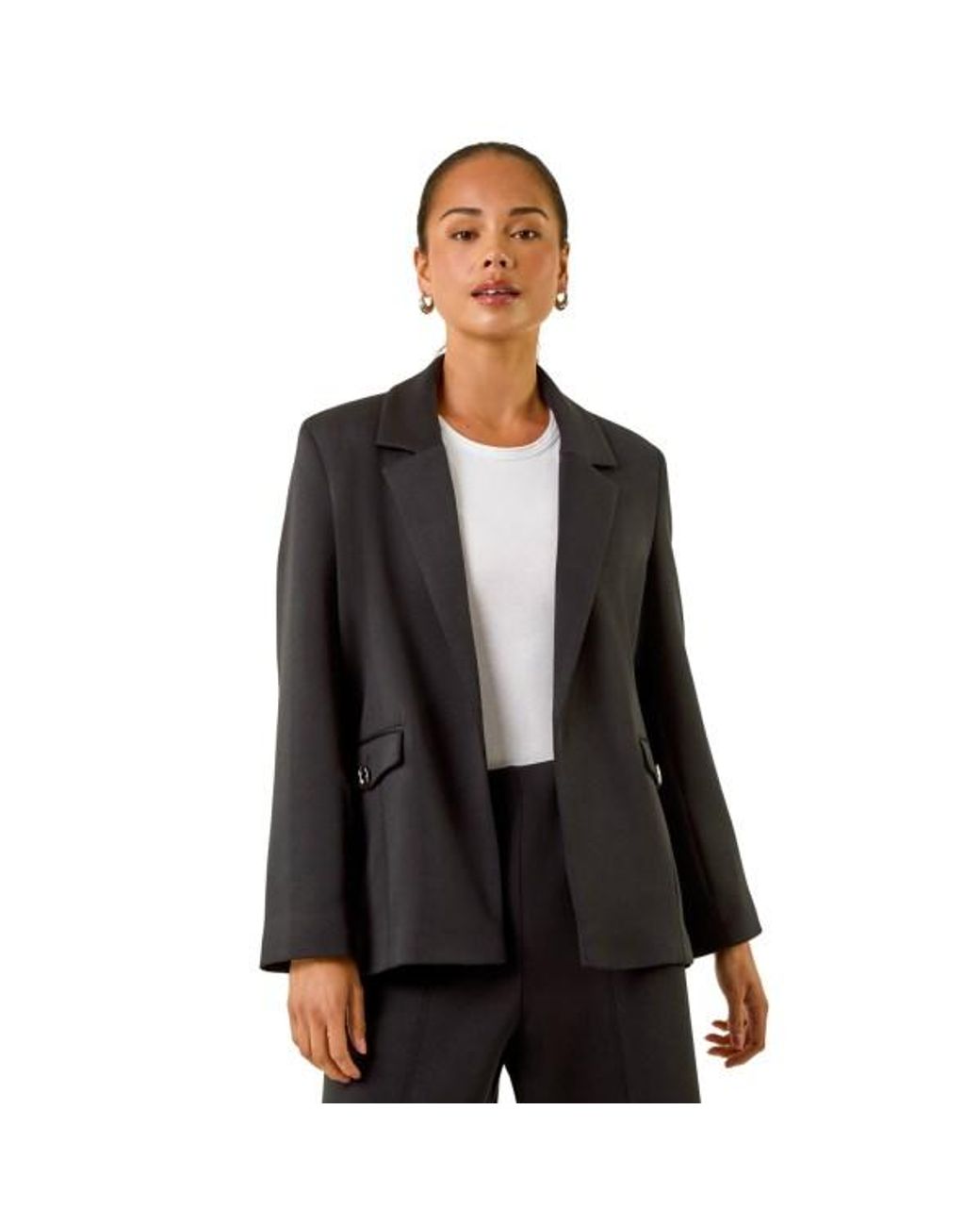 Roman Black Petite Pocket Detail Stretch Blazer