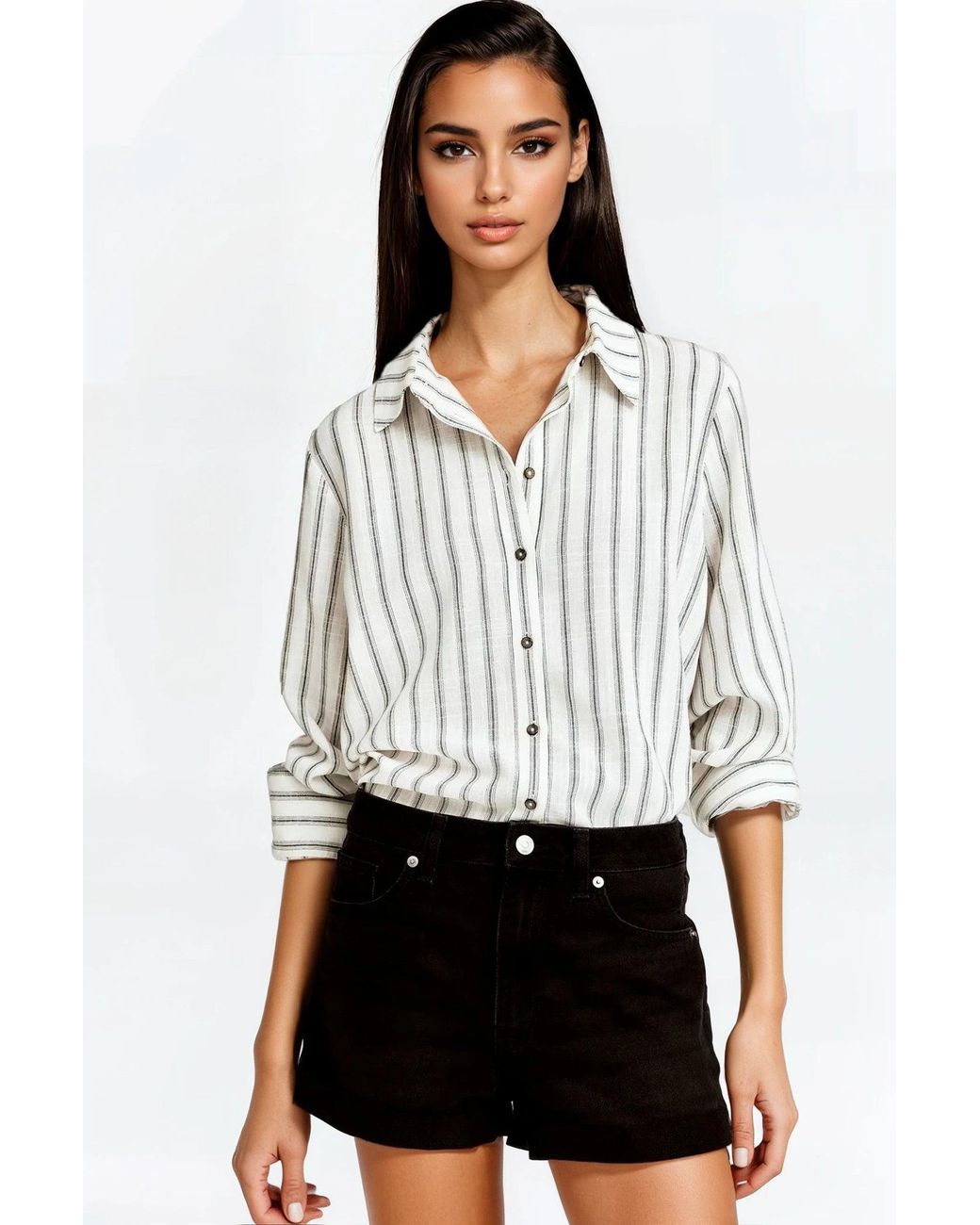 H&M White Roll Or Raw Hem Shorts Cotton