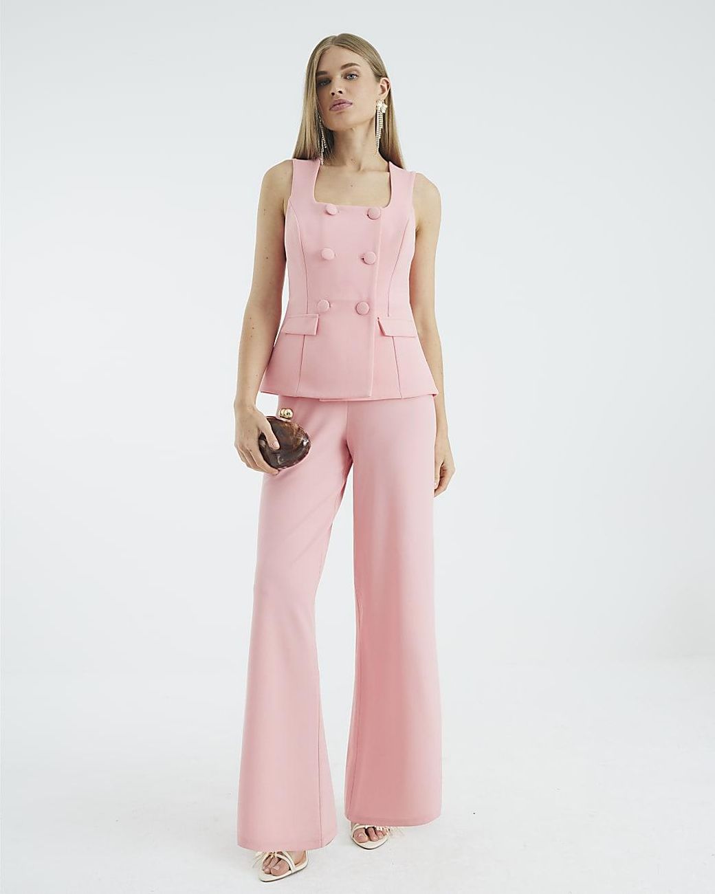 River Island Waistcoat Jumpsuit Double Breasted in Pink Lyst UK