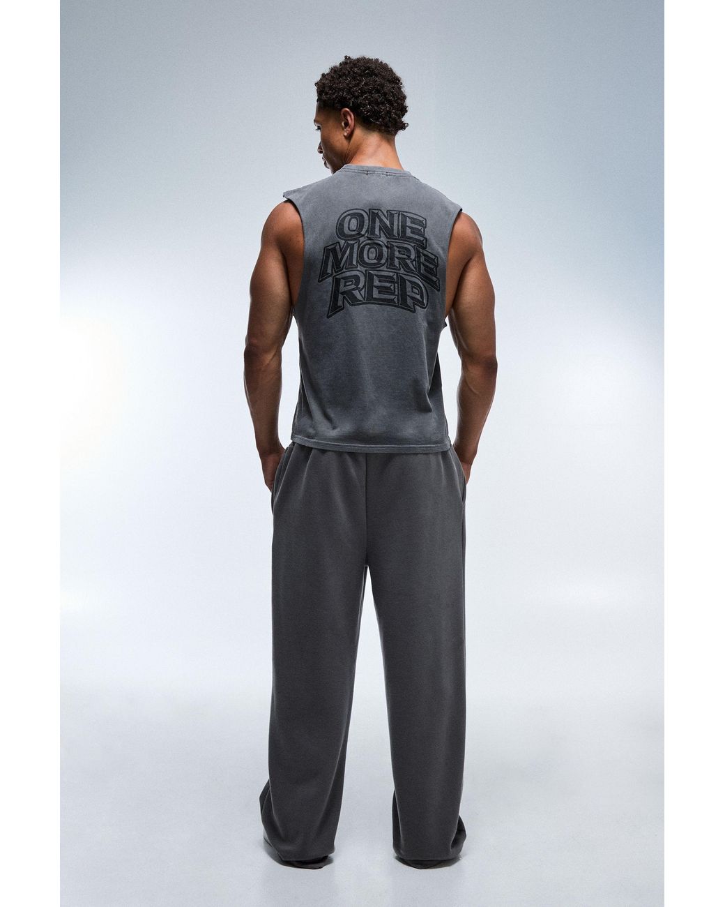 BoohooMAN Gray One More Rep Washed Regular Fit Tank for men