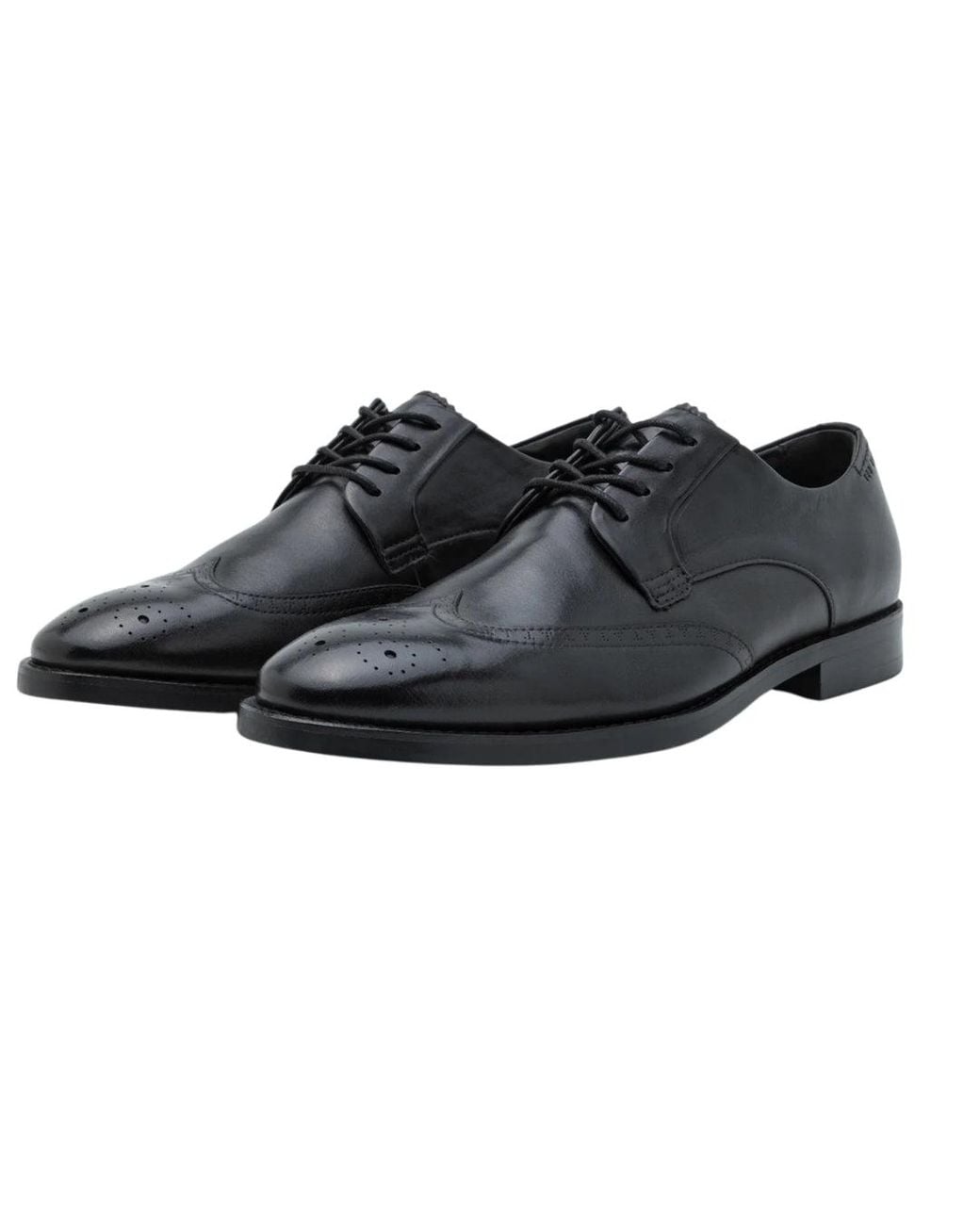 Ted Baker Black Hackney Wing Toe Brogue Detail Shoes Leather for men