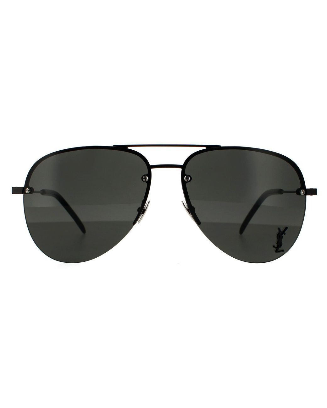 Saint Laurent Gray Aviator Sunglasses Metal for men