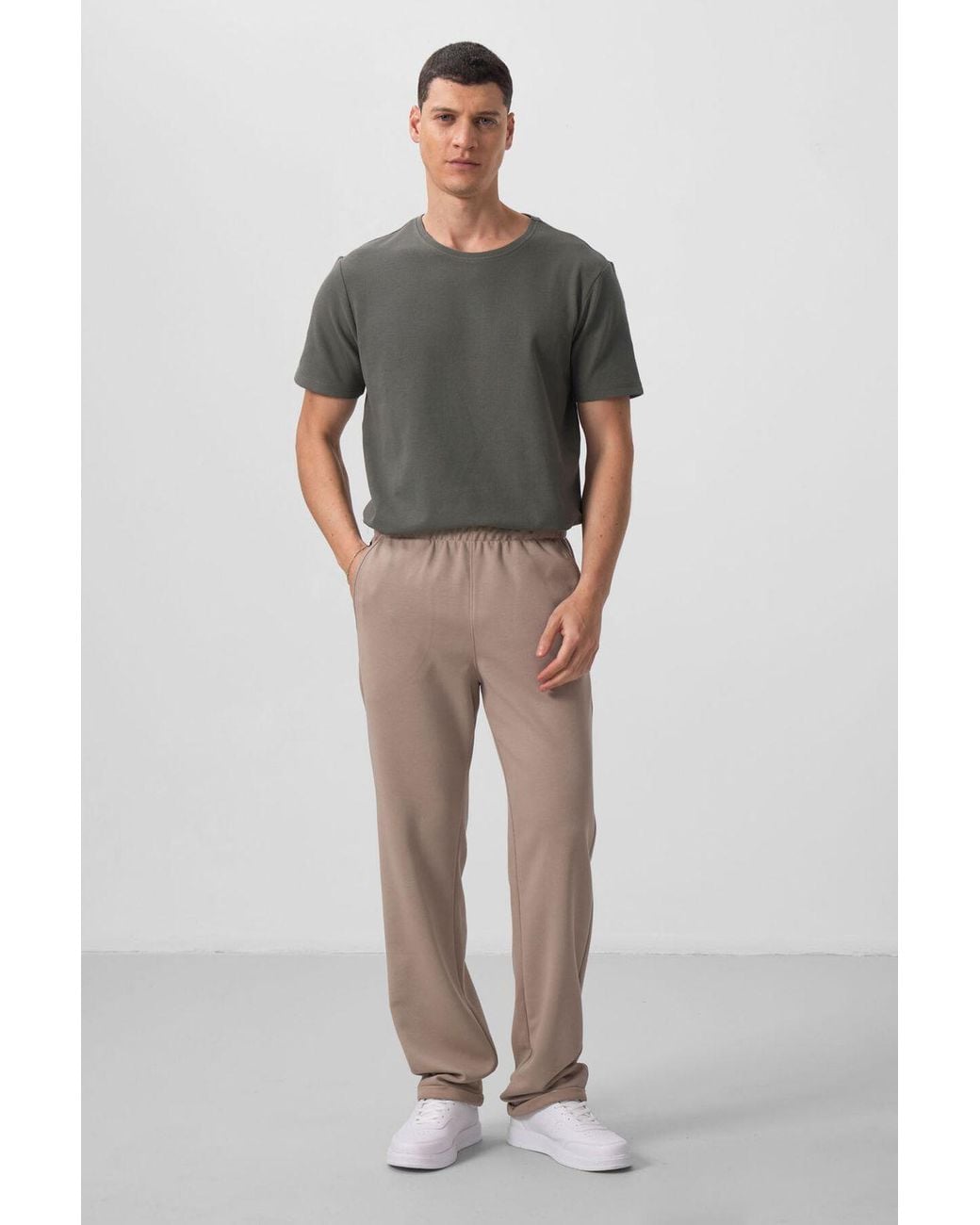 TOMMY LIFE Brown Wide-Leg Pull-On Trousers for men