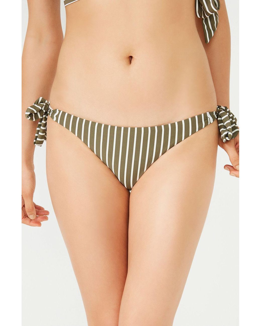 Penti Natural Low-Waist Striped Brazilian Bikini Bottoms