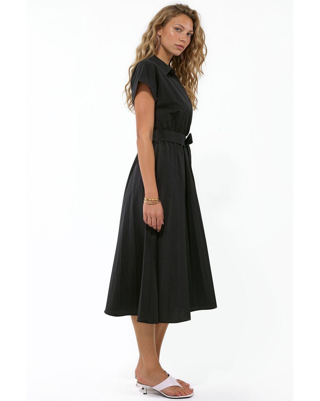 Busem Black Belted Wrap Midi Dress
