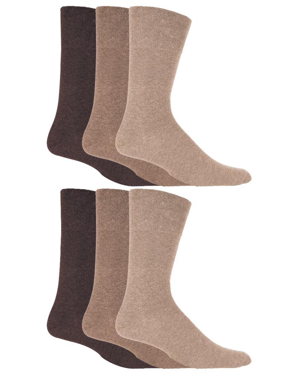 Gentle Grip Brown 6 Pair Multipack Diabetic Sock With Honey Comb Top And Hand Linked Toe Seams for men