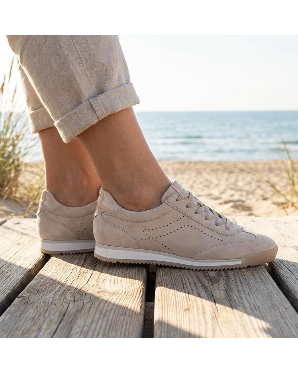 Gabor White Novice Court Trainers Leather