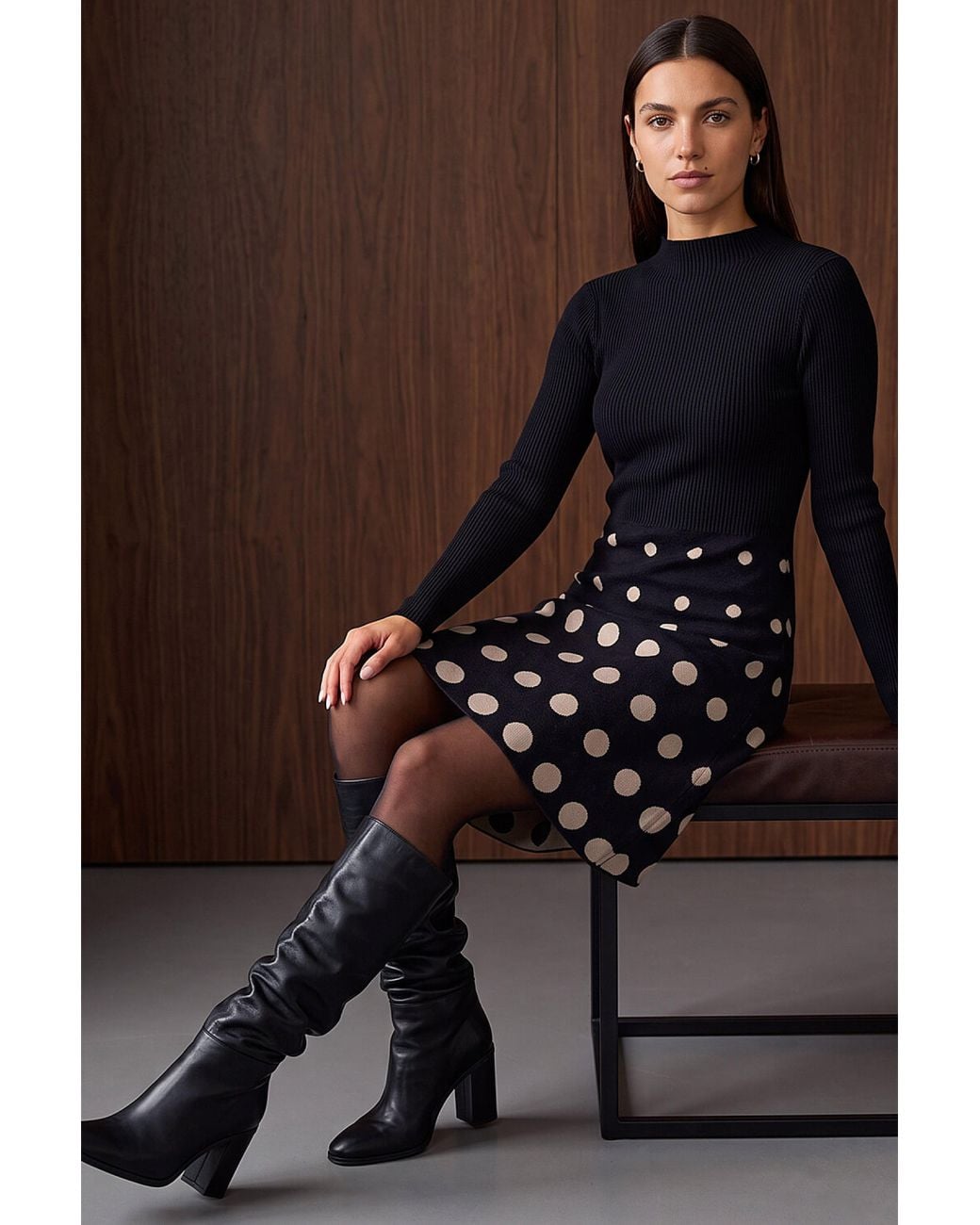 Roman Blue Knitted Spot Dress