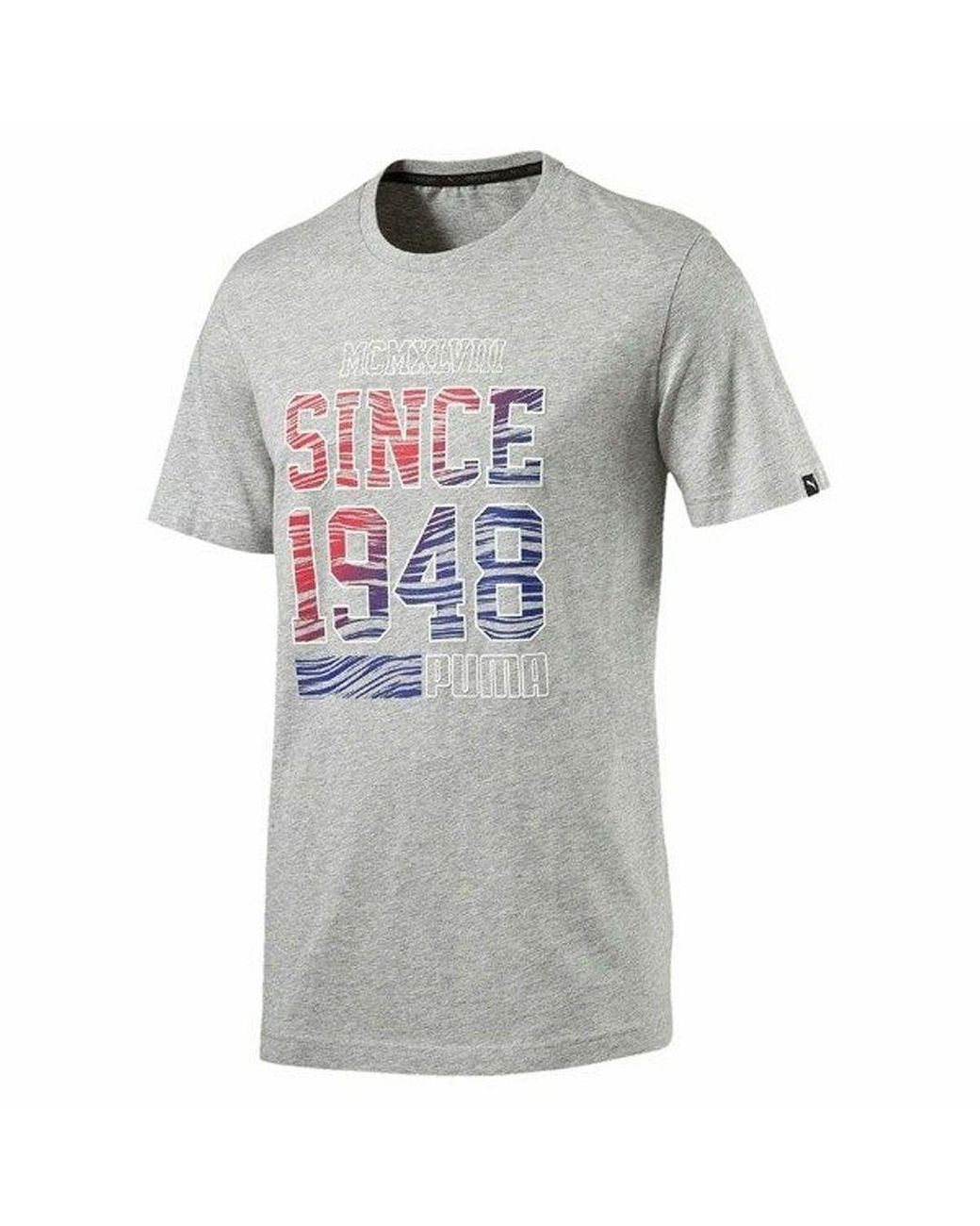 PUMA Gray Fun Summer 1948 Drycell Regular Fit T-Shirt 836592 04 Cotton for men