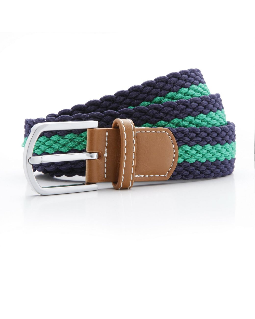 Asquith & Fox Blue Two Colour Stripe Braid Stretch Belt /Kelly) for men
