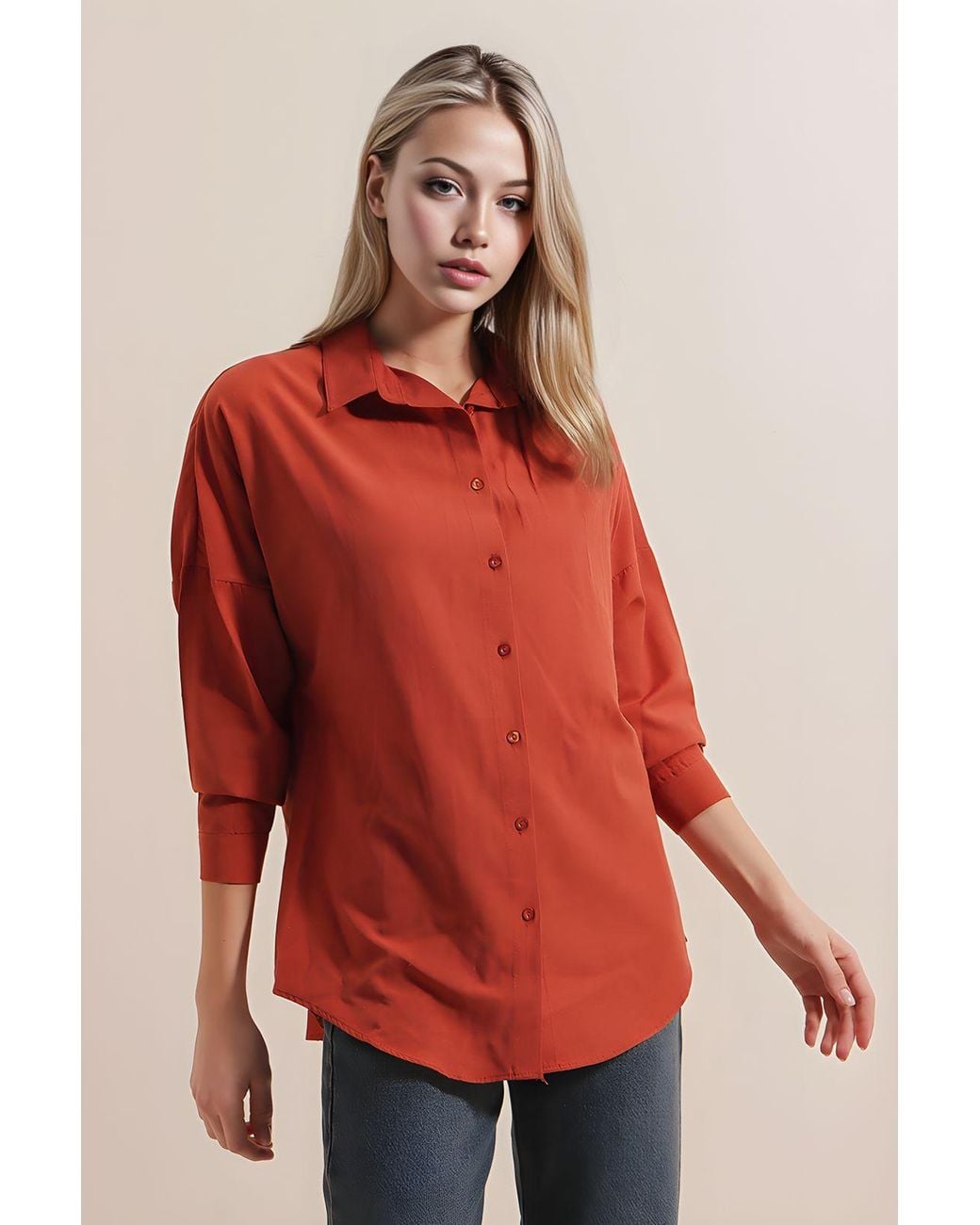 Bigdart Red Oversized Poplin 2-Pack Shirt