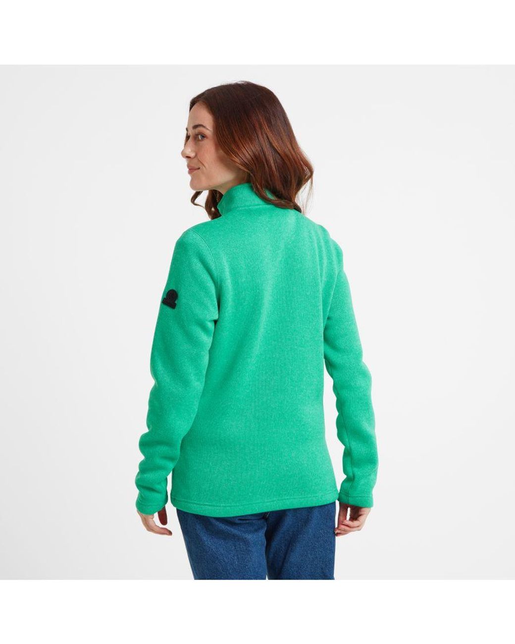 TOG24 Green Pearson Knitlook Fleece Zipneck Jade Marl