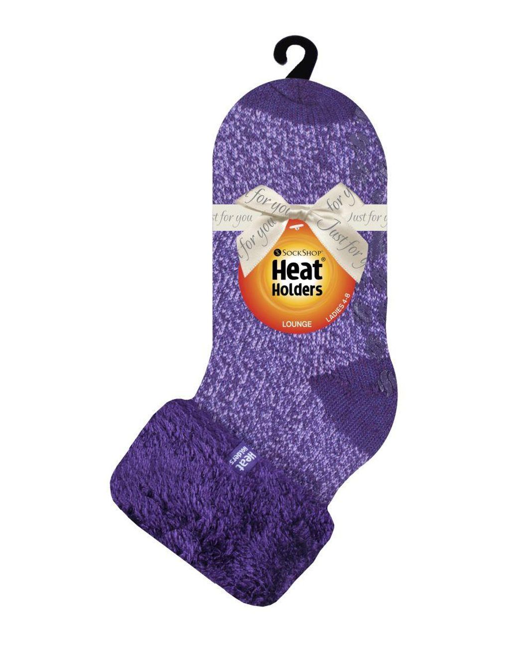 Heat Holders Purple Thermal Slipper Bed Socks With Non Slip Grips