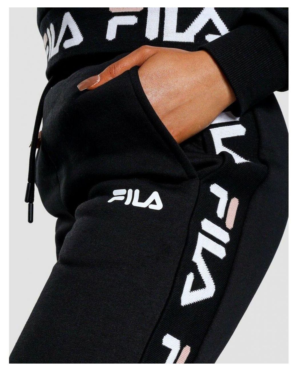 Fila Black Jacquared Pnl Pnt Joggers Cotton