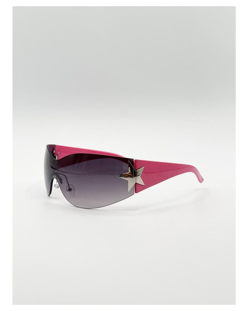 SVNX Purple Wrap Around Racer Sunglasses With Star Hinge Detail