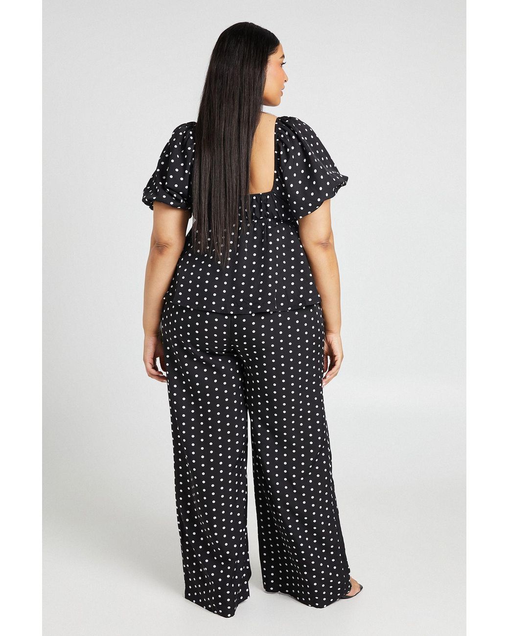 Boohoo Black Plus Polka Dot Wide Leg Trouser