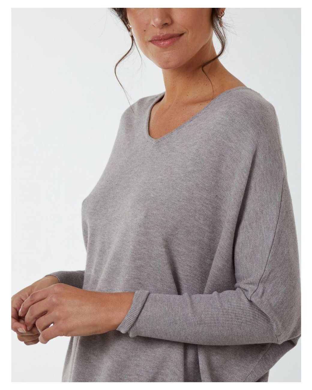 Blue Vanilla Gray Plain V Neck Jumper