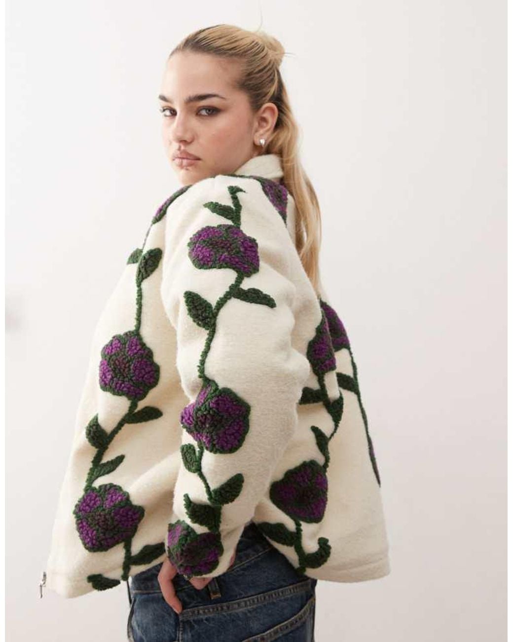 Obey Blue Fields Jacquard Sherpa Jacket