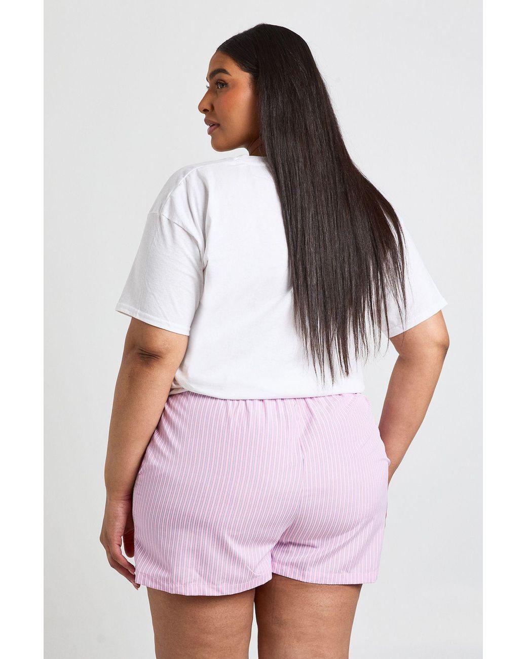 Boohoo Pink Plus Contrast Drawstring Waist Short