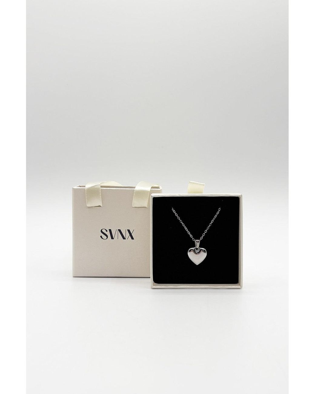 SVNX Black Heart Pendant Necklace