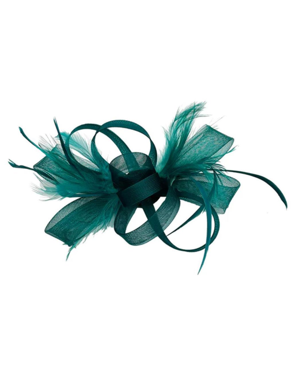SVNX Green Double Flower Feather Fascinator