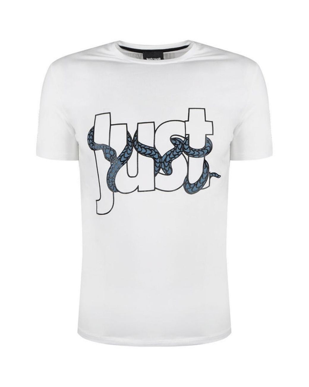 Just Cavalli White Snake Wrapped Logo T-Shirt Cotton for men