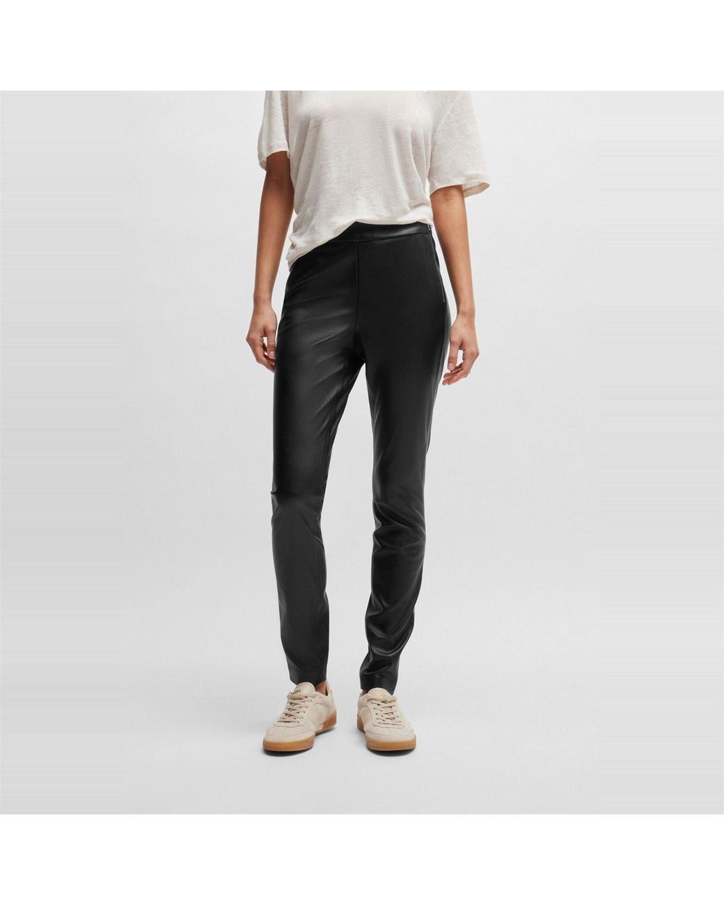 Boss Black Taslimah Solid Patterned Slim Trousers