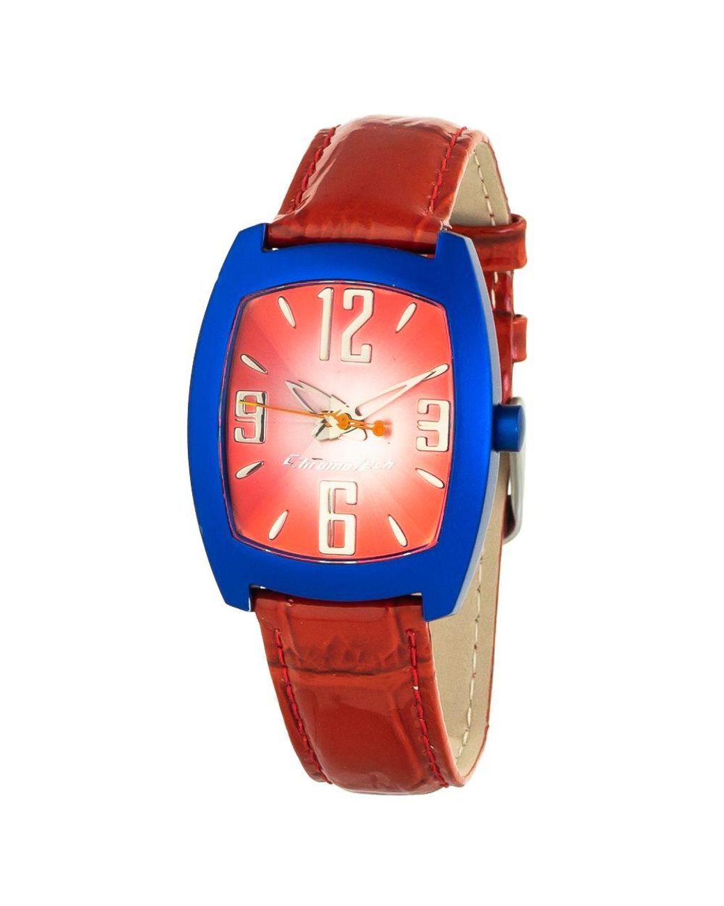 Chronotech Blue Red Leather Watch